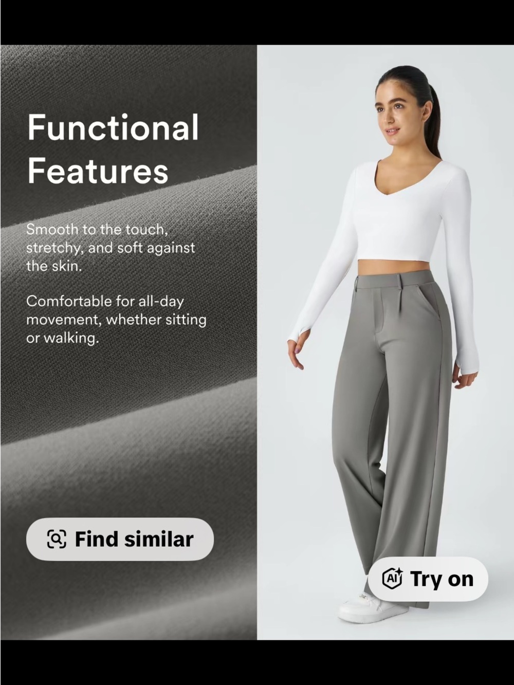 HALARA Wide-Leg High-Waist Trousers in Black